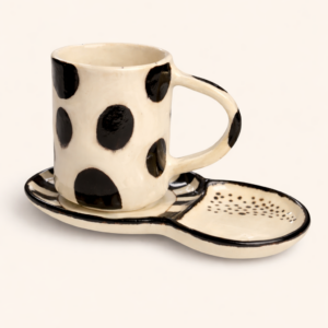 Handmade Ceramic Polka Dot Cup & Saucer - Tea & Coffee Lovers Collection
